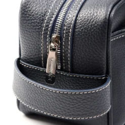 BEAUTY CASE DA UOMO BLU In pelle martellata