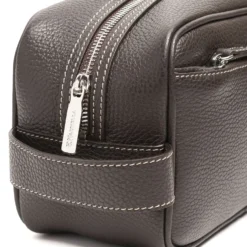 BEAUTY CASE DA UOMO TESTA MORO In pelle martellata