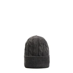 BERRETTO GRIGIO SCURO A trecce in cashmere