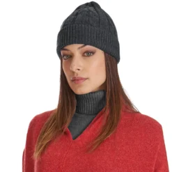 BERRETTO GRIGIO SCURO A trecce in cashmere