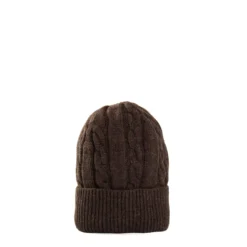 BERRETTO MARRONE SCURO A trecce in cashmere