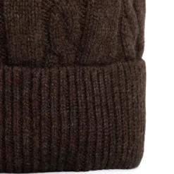 BERRETTO MARRONE SCURO A trecce in cashmere