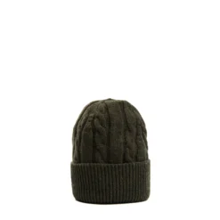 BERRETTO VERDE SCURO A trecce in cashmere