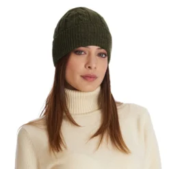 BERRETTO VERDE SCURO A trecce in cashmere