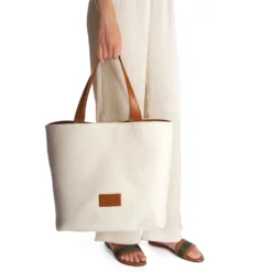 BORSA BEACH In canvas e pelle liscia
