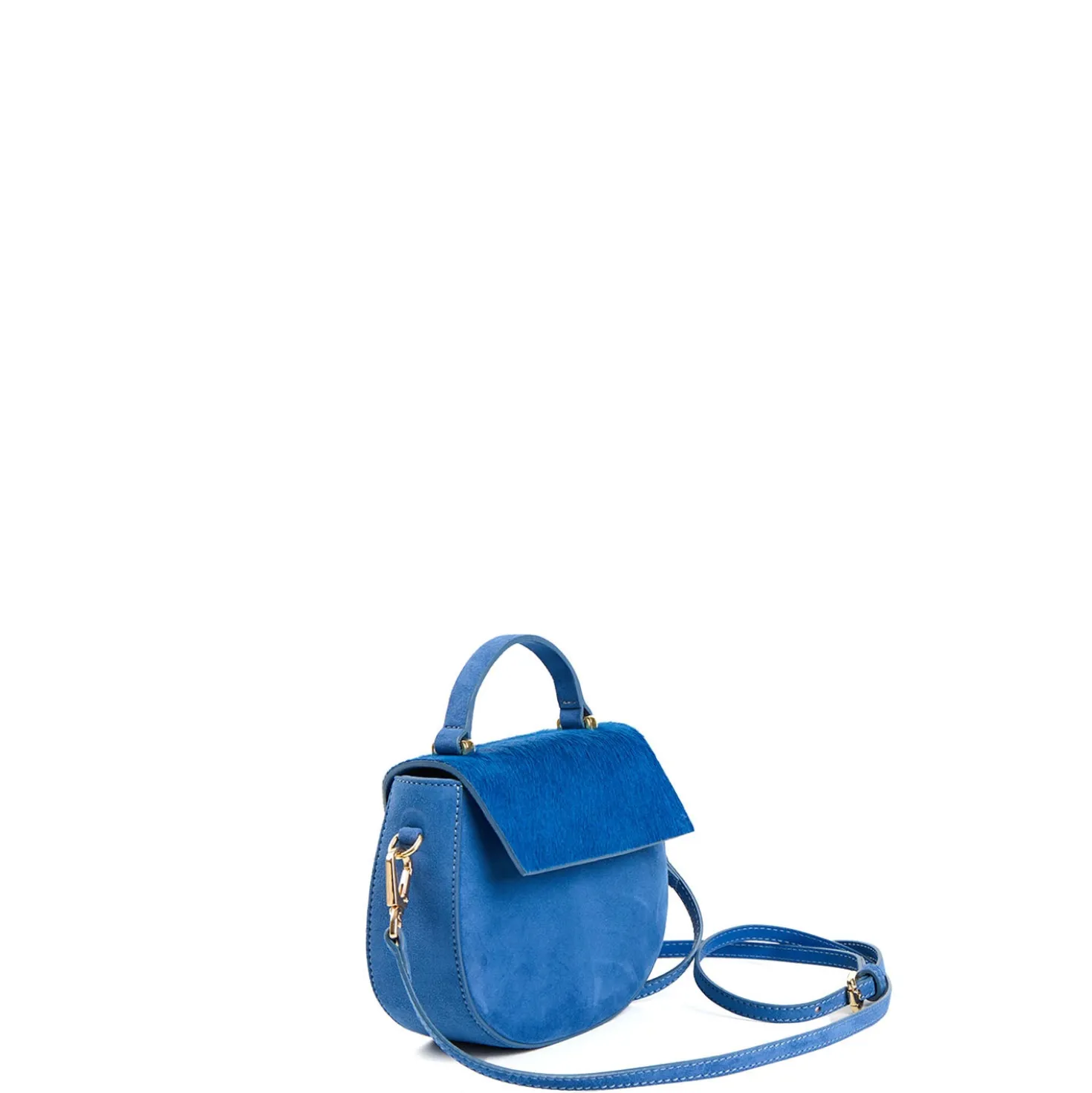 BORSA MINI CLEO BLUETTE In camoscio e cavallino