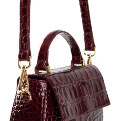 BORSA MINI CLEO BORDEUAUX Stampa coccodrillo