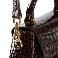 BORSA MINI CLEO MARRONE SCURO Stampa coccodrillo