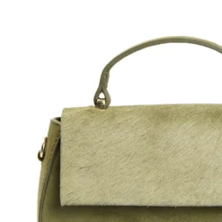 BORSA MINI CLEO VERDE OLIVA In camoscio e cavallino