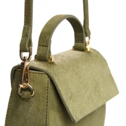 BORSA MINI CLEO VERDE OLIVA In camoscio e cavallino