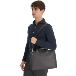 BORSA PORTA PC GRIGIA In pelle martellata