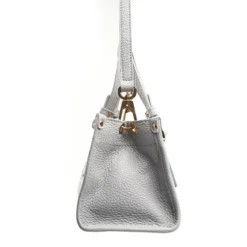 BORSA SHOPPING MINI AZZURRO POLVERE In pelle martellata