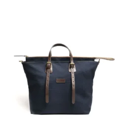 BORSA WEEKEND BLU SCURO In tela con rifinitute in pelle