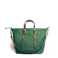 BORSA WEEKEND VERDE SCURO In tela con rifinitute in pelle