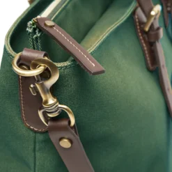 BORSA WEEKEND VERDE SCURO In tela con rifinitute in pelle