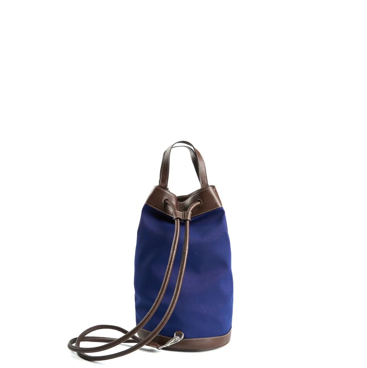 BORSONE GIAN MIDI BLU SCURO E TESTA MORO In canvas e pelle