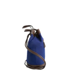 BORSONE GIAN MIDI BLU SCURO E TESTA MORO In canvas e pelle