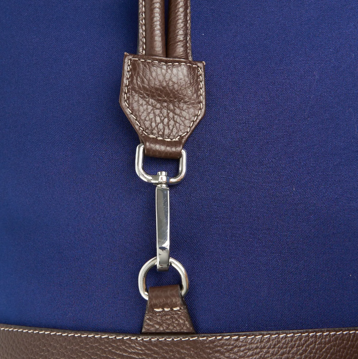 BORSONE GIAN MIDI BLU SCURO E TESTA MORO In canvas e pelle