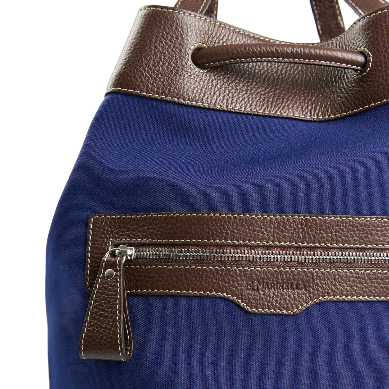 BORSONE GIAN MIDI BLU SCURO E TESTA MORO In canvas e pelle