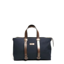 BORSONE WEEKEND BLU SCURO In tela con rifiniture in pelle