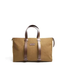 BORSONE WEEKEND MARRONE CHIARO In tela con rifiniture in pelle
