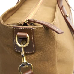BORSONE WEEKEND MARRONE CHIARO In tela con rifiniture in pelle