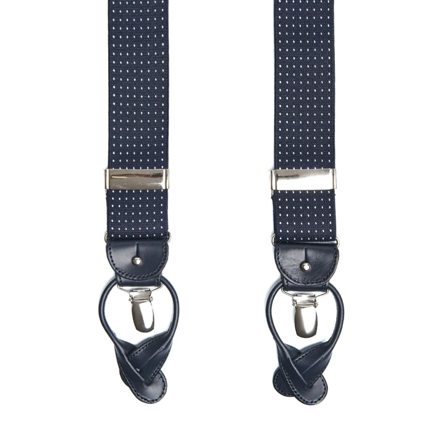 BRETELLE EM BLU Micro pois bianco