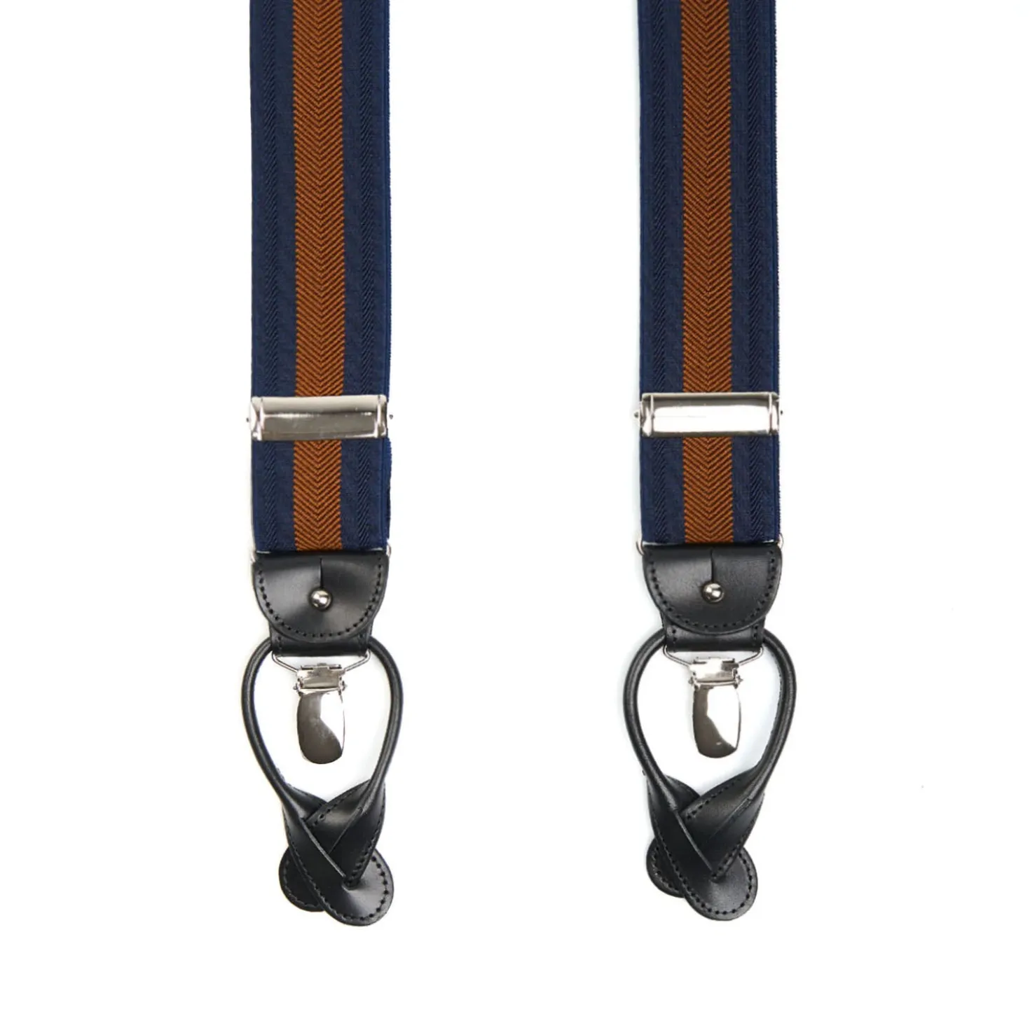 BRETELLE EM BLU SCURO E MARRONE CHIARO Rigata