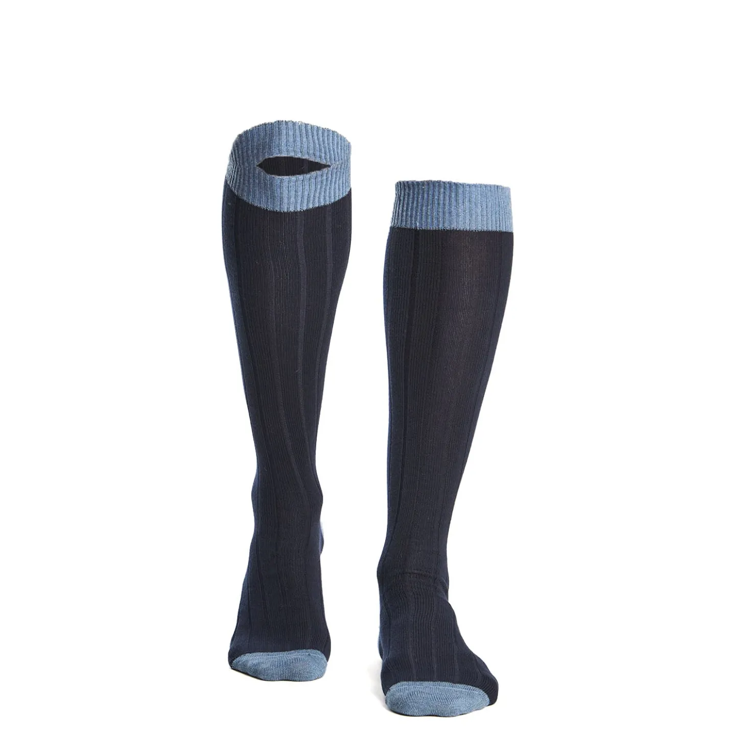 CALZE LUNGHE BICOLORE BLU E AZZURRE Tinta unita