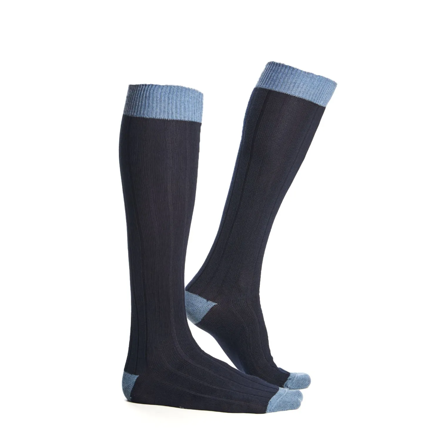 CALZE LUNGHE BICOLORE BLU E AZZURRE Tinta unita