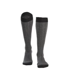 CALZE LUNGHE BICOLORE GRIGIO E NERO IN COTONE Tinta unita