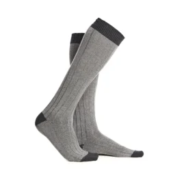 CALZE LUNGHE BICOLORE GRIGIO CHIARO E SCURO IN COTONE Tinta unita