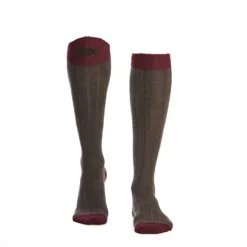 CALZE LUNGHE BICOLORE MARRONE E BORDEAUX IN COTONE Tinta unita