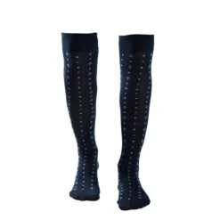 CALZE LUNGHE BLU SCURO IN COTONE Microfantasia fiore