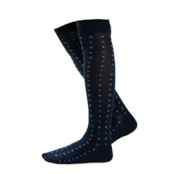 CALZE LUNGHE BLU SCURO IN COTONE Microfantasia fiore