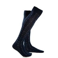 CALZE LUNGHE BLU SCURO IN COTONE Microfantasia fiore