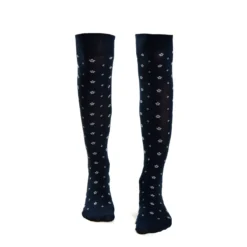 CALZE LUNGHE BLU SCURO IN COTONE Microfantasia fiore