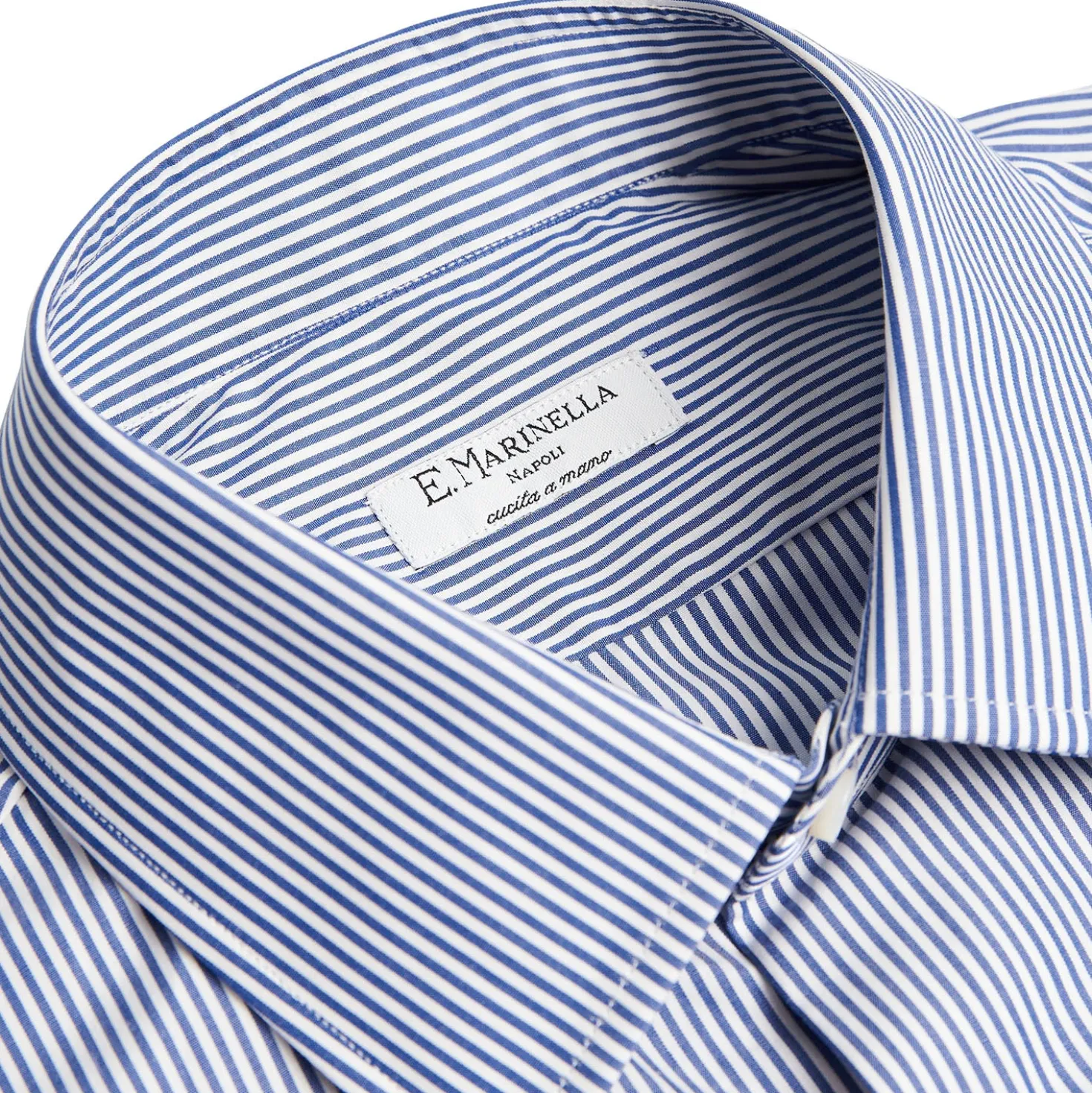 CAMICIA CLASSICA A RIGHE BIANCO E BLU SLIM In cotone popeline