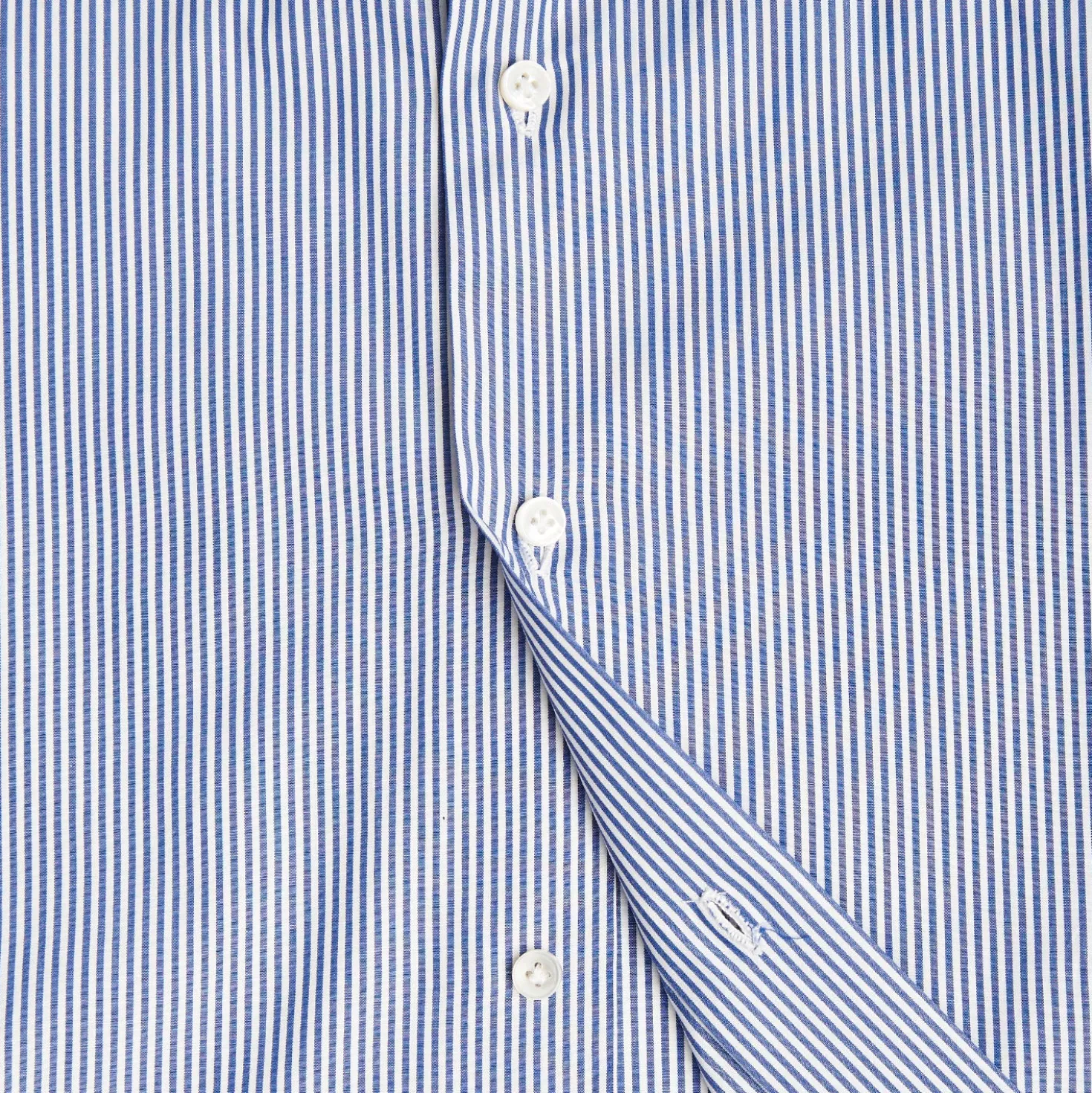 CAMICIA CLASSICA A RIGHE BIANCO E BLU SLIM In cotone popeline