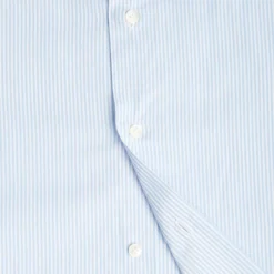 CAMICIA CLASSICA A RIGHE BIANCO E AZZURRO SLIM In cotone popeline