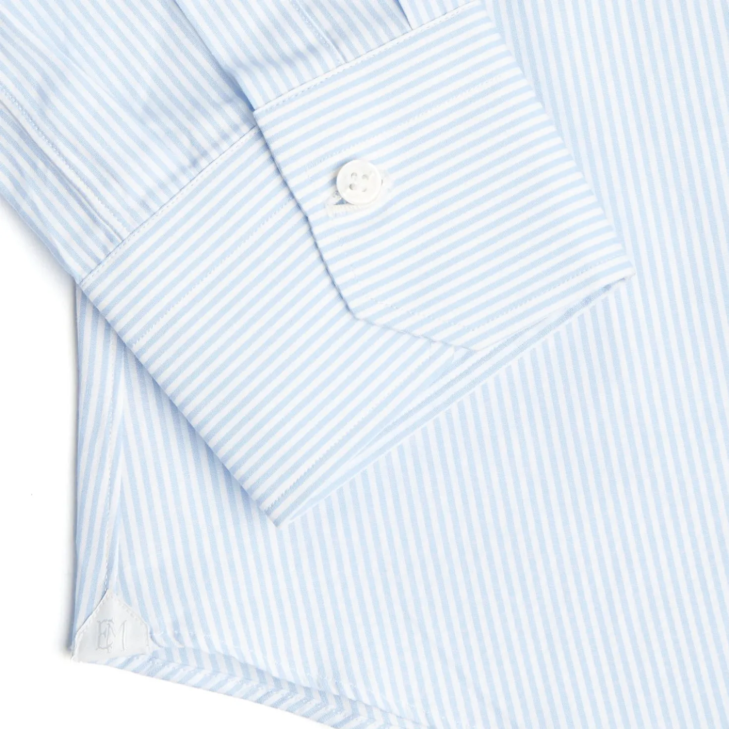 CAMICIA CLASSICA A RIGHE BIANCO E AZZURRO SLIM In cotone popeline