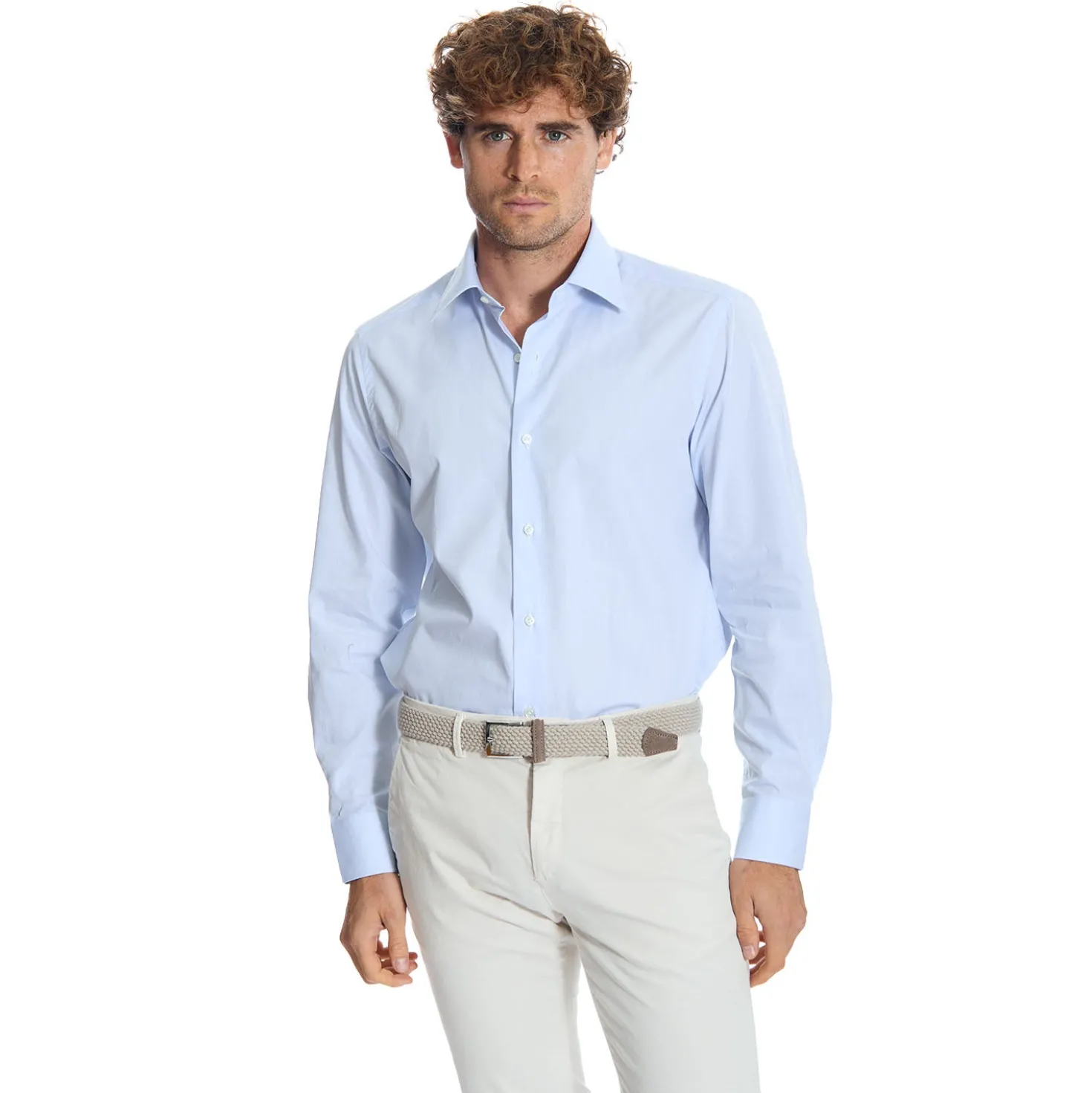 CAMICIA CLASSICA AZZURRA REGULAR In cotone popeline