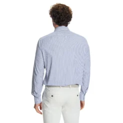 CAMICIA CLASSICA RIGHE BIANCO E BLU REGULAR In cotone popeline