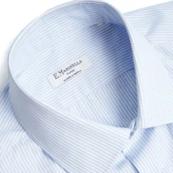 CAMICIA CLASSICA RIGHE BIANCO E AZZURRO REGULAR In cotone popeline