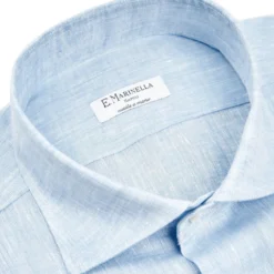 CAMICIA IN LINO AZZURRA Con bottoni in madreperla