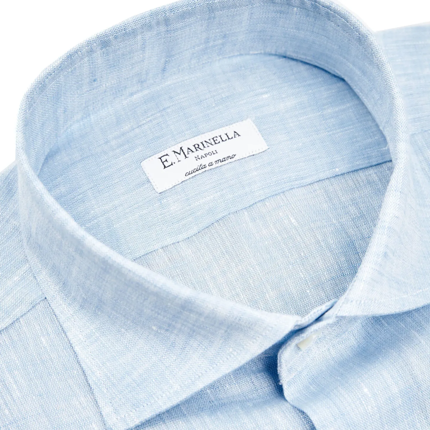CAMICIA IN LINO AZZURRA Con bottoni in madreperla