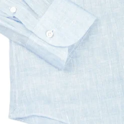 CAMICIA IN LINO AZZURRA Con bottoni in madreperla