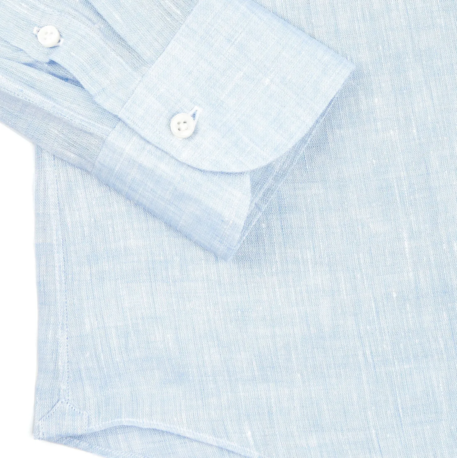 CAMICIA IN LINO AZZURRA Con bottoni in madreperla