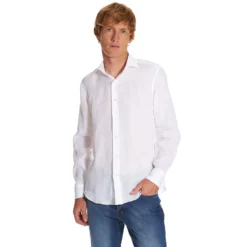 CAMICIA IN LINO BIANCA Con bottoni in madreperla