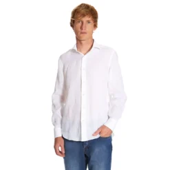 CAMICIA IN LINO BIANCA Con bottoni in madreperla
